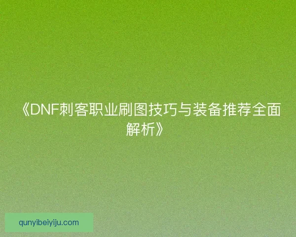 《DNF刺客职业刷图技巧与装备推荐全面解析》