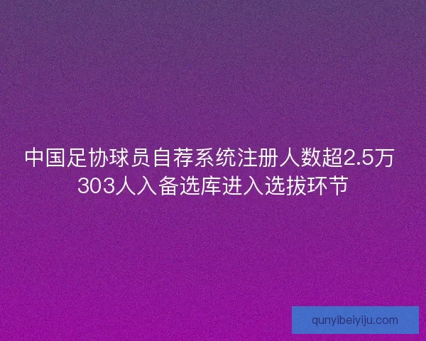中国足协球员自荐系统注册人数超2.5万 303人入备选库进入选拔环节