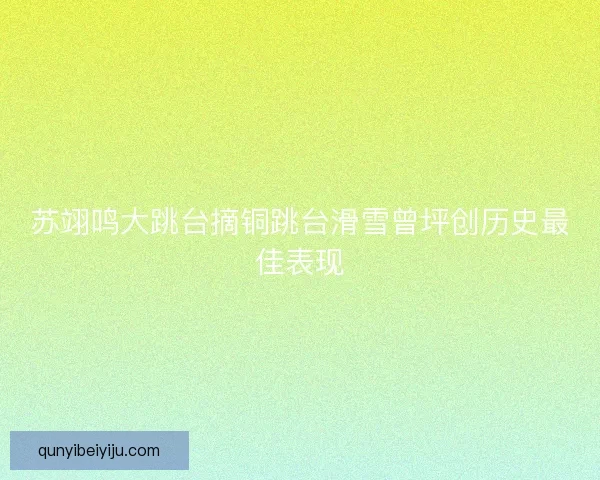 苏翊鸣大跳台摘铜跳台滑雪曾坪创历史最佳表现
